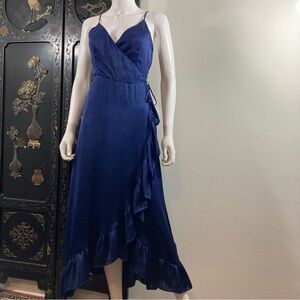 Free People Blue Wrap Slip Dress